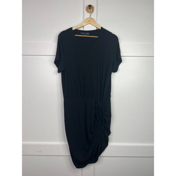 NWT Veronica Beard Hannock Ruched Short Sleeve Black Casual Mini Dress - Picture 2 of 8